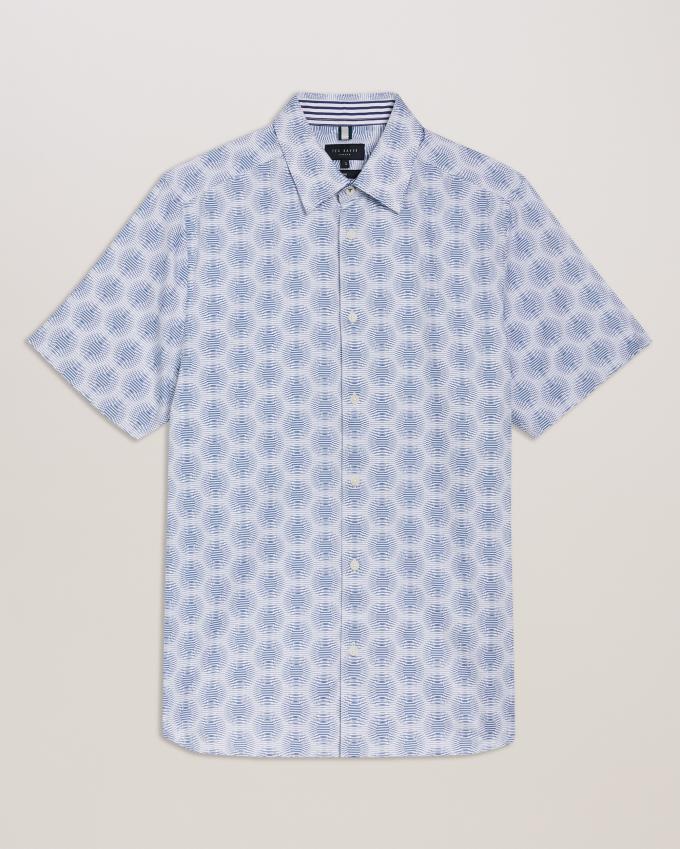 Chemises Ted Baker Short Sleeve Circle Geometric Blanche Homme | WWW-12317341